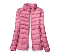 Lightweight Down Jacket Women Womens Down Coats Women's Ultra Light Packable Down Jacket Down Filled Coat Stand Collar Quilted Padded Puffer Jacket Ladies Bubble Puffa Jacket Parka Winter Pink