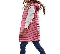 Lightweight Down Vest Women's Light Pink Transition Jacket Women's Long Quilted Vest Ultralight Quilted Jacket Sleeveless Outdoor Vest Long Hooded Vest Large Sizes Down Jacket Winter Warm Winter