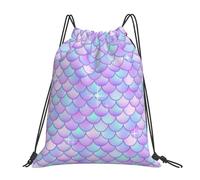 Lightweight Drawstring Bag Colorful River Scale Fishs Pattern String Sackpack Daily Sport Gym Sack for Boys Kids Holidays 36X42cm