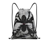Lightweight Drawstring Swimming Bag Black Spider Cinch Sack Personalised Gym Backpack for Kids Holidays Men 36X42cm