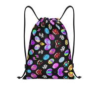 Lightweight Drawstring Swimming Bag Colorful Happy Easter Egg, Unisex Sport Gym Sack, Foldable Swim String Backpack, for Women Children 36X42cm