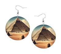 Lightweight Dreaming of the Pyramids of Khufu Print Leather Earrings for Women - Fashionable Dangle Hoop Earrings, Simple yet Stylish Jewelry