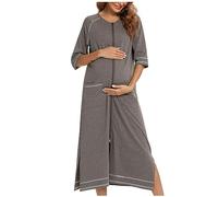 Lightweight Dressing Gowns for Women UK Floral Print/Plain Crew Neck Robe Zip Up Dressing Gowns for Women UK Lightweight Dressing Gown Unisex Full Length Hooded Robe with Pocket Gray
