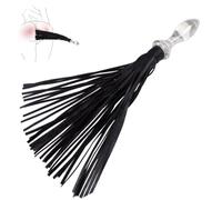 Lightweight Dual Glass Buttplug and Leather Flogger Wrist Strap A1