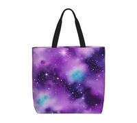 Lightweight Durable and Water-Repellent Reusable Tote Magic Galaxy Sky Purple Print Bags with zippered closure