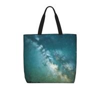 Lightweight Durable and Water-Repellent Reusable Tote Starry Night Sky Deep Outer Space Print Bags with zippered closure