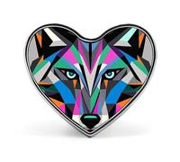 Lightweight Durable Metal Coyote, Wolf Beast Lapel Pin, Round Fashion Heart Badge for Shirts, Jackets, Hats