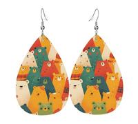 Lightweight Earring Colorful Bears Teardrop Leather Earrings Novelty Drop Earrings For Ladies Anniversary Party