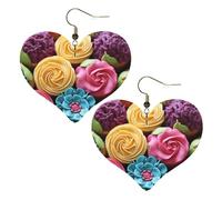 Lightweight Earring For Women Colorful Cupcakes Rainbow Flower Cake Leather Earrings Fashion Leather Dangle Drop Earrings For Mother’S Day Party Decorations