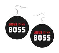 Lightweight Earring For Women Jesus is My Boss Teardrop Leather Earrings Decorative Women Earring for Party Anniversary Girl