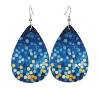 Lightweight Earring Navy Blue Polka Dot Leather Dangle Drop Earrings Decorative Women Earring for Anniversary Ladies Decorations