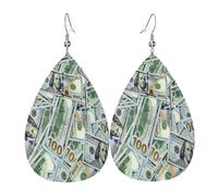 Lightweight Earring One Hundred Dollar Bills Leather Earrings Fashion Teardrop Leather Earrings For Decorations Anniversary Ladies