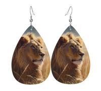 Lightweight Earring Prairie Lion Drop Earrings Vintage Leather Dangle Drop Earrings For Party Anniversary Ladies