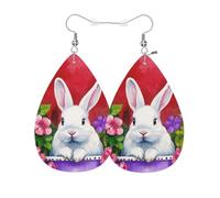 Lightweight Earring White Rabbit Drop Earrings Novelty Leather Teardrop Earrings For Party Mother’S Day Decorations