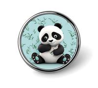 Lightweight Enamel Lapel Pin - Personalized Panda Star Fashion Brooch Pins for Women Men, Hat Bag Jacket Clothing Accessory Jewelry Gift, Circular, Aluminum, no gemstone