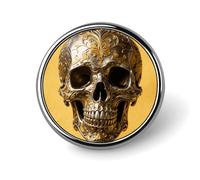 Lightweight Enamel Lapel Pin - Personalized Pensive Woman Fashion Brooch Pins for Women Men, Hat Bag Jacket Clothing Accessory Jewelry Gift, Vintage Metal Skull, Circular