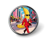 Lightweight Enamel Lapel Pin - Personalized Witch in The Mysterious Forest Fashion Brooch Pins for Women Men, Hat Bag Jacket Clothing Accessory Jewelry Gift, Banana Man, Circular