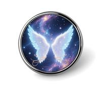 Lightweight Enamel Lapel Pin - Personalized Witch in The Mysterious Forest Fashion Brooch Pins for Women Men, Hat Bag Jacket Clothing Accessory Jewelry Gift, Angel Wing, Circular