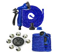 Lightweight Expandable Garden Hose Pipe 200FT - 7 Function Spray Gun - Ultimate No-Kink Flexibility - Extra Strength Expandable Garden Water Hose Pipe with 3/4", 1/2" Fittings, Anti-Leakage (Blue)