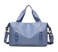 Lightweight Expandable Travel Duffle Bag Weekender Carry on Overnight Bag with Dry and Wet Separation Sports Tote Gym Bag Shoulder Bag for Women Waterproof, Blue, Expandable