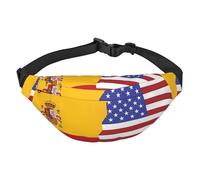 Lightweight Fanny Pack for Running Hiking, American Spain Flag Print Big Waist Pack Sling Bag for Workout Travel, Black, One Size, Sports, Black, One Size, Sports