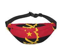 Lightweight Fanny Pack for Running Hiking, Angola Flag Print Big Waist Pack Sling Bag for Workout Travel, Black, One Size, Sports