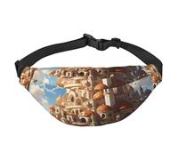 Lightweight Fanny Pack for Running Hiking, Anime Castle Sky Print Big Waist Pack Sling Bag for Workout Travel, Black, One Size, Sports, Black, One Size, Sports