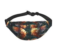 Lightweight Fanny Pack for Running Hiking, Beautiful Seahorse Couple Print Big Waist Pack Sling Bag for Workout Travel, Black, One Size, Sports, Black, One Size, Sports