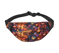 Lightweight Fanny Pack for Running Hiking, Colorful Music Notes Print Big Waist Pack Sling Bag for Workout Travel, Black, One Size, Sports, Black, One Size, Sports