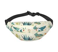 Lightweight Fanny Pack for Running Hiking, Cute little baby dinosaur Print Big Waist Pack Sling Bag for Workout Travel, Black, One Size, Sports, Black, One Size, Sports