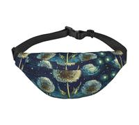 Lightweight Fanny Pack for Running Hiking, Dandelions In Night Sky Print Big Waist Pack Sling Bag for Workout Travel, Black, One Size, Sports, Black, One Size, Sports