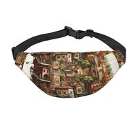 Lightweight Fanny Pack for Running Hiking, Dream Castle Print Big Waist Pack Sling Bag for Workout Travel, Black, One Size, Sports, Black, One Size, Sports