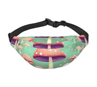 Lightweight Fanny Pack for Running Hiking, Dream Mushroom Print Big Waist Pack Sling Bag for Workout Travel, Black, One Size, Sports, Black, One Size, Sports