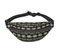 Lightweight Fanny Pack for Running Hiking, Ethnic Geometric Pattern Print Big Waist Pack Sling Bag for Workout Travel, Black, One Size, Sports, Black, One Size, Sports