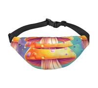 Lightweight Fanny Pack for Running Hiking, Fantasy Dream Mushroom Print Big Waist Pack Sling Bag for Workout Travel, Black, One Size, Sports, Black, One Size, Sports