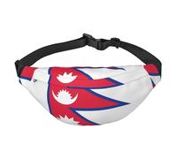 Lightweight Fanny Pack for Running Hiking, Flag of Nepal Print Big Waist Pack Sling Bag for Workout Travel, Black, One Size, Sports