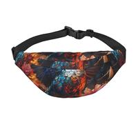 Lightweight Fanny Pack for Running Hiking, Hummingbird Print Big Waist Pack Sling Bag for Workout Travel, Black, One Size, Sports