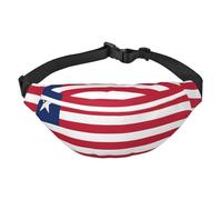 Lightweight Fanny Pack for Running Hiking, Liberian flag Print Big Waist Pack Sling Bag for Workout Travel, Black, One Size, Sports, Black, One Size, Sports