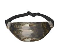 Lightweight Fanny Pack for Running Hiking, mountains and rivers Print Big Waist Pack Sling Bag for Workout Travel, Black, One Size, Sports, Black, One Size, Sports
