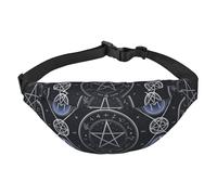 Lightweight Fanny Pack for Running Hiking, Mystical symbols words Print Big Waist Pack Sling Bag for Workout Travel, Black, One Size, Sports