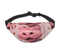 Lightweight Fanny Pack for Running Hiking, Pink Cow with Strawberries Print Big Waist Pack Sling Bag for Workout Travel, Black, One Size, Sports, Black, One Size, Sports