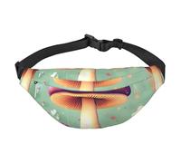 Lightweight Fanny Pack for Running Hiking, Purple Dream Mushroom Print Big Waist Pack Sling Bag for Workout Travel, Black, One Size, Sports, Black, One Size, Sports