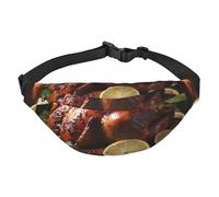 Lightweight Fanny Pack for Running Hiking, Tantalizing roast turkey Print Big Waist Pack Sling Bag for Workout Travel, Black, One Size, Sports
