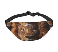 Lightweight Fanny Pack for Running Hiking, The Lion's Gaze Print Big Waist Pack Sling Bag for Workout Travel, Black, One Size, Sports, Black, One Size, Sports
