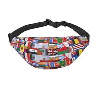 Lightweight Fanny Pack for Running Hiking, Various flags Print Big Waist Pack Sling Bag for Workout Travel, Black, One Size, Sports, Black, One Size, Sports