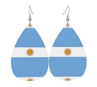 Lightweight Faux Leather Earring, FashionTeardrop Earrings, Cute Argentine flag Print Dangle Earrings