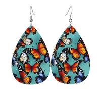 Lightweight Faux Leather Earring, FashionTeardrop Earrings Cute Dangle Earrings Butterfly and cello Print