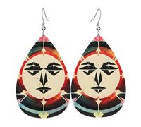 Lightweight Faux Leather Earring, FashionTeardrop Earrings Cute Dangle Earrings Hunting Arrows Triangles Deer Print