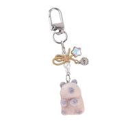 Lightweight Felt Groundhog Holder Felt Animal Pendant Keyring with Bowknot Pearls Fun Bag Decoration for Students Fashionable Animal Keychain