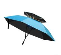 Lightweight Fishing Sun Hat with Detachable UPF50+ Umbrella Canopy, Adjustable Headband, Double Layer Black/Gold Design, Fiberglass Frame, 95cm Coverage (Blue)